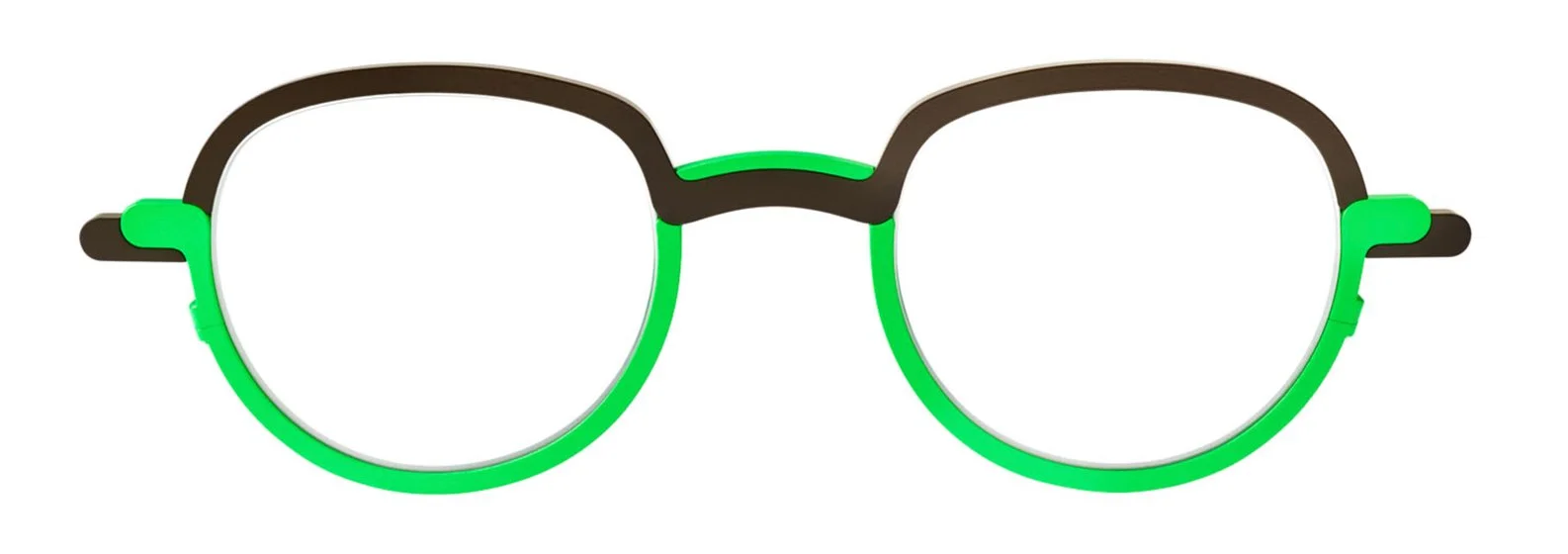 Theo two-tone round optical frame in brown and green